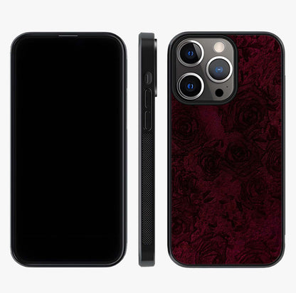 Crimson Fade Flow Glass Case displayed upright for full design visibility and premium finish.