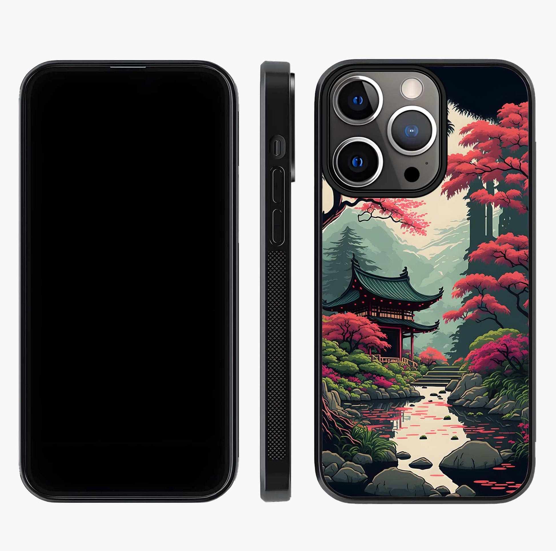Crimson Temple View Glass Case displayed upright for full design visibility and premium finish.