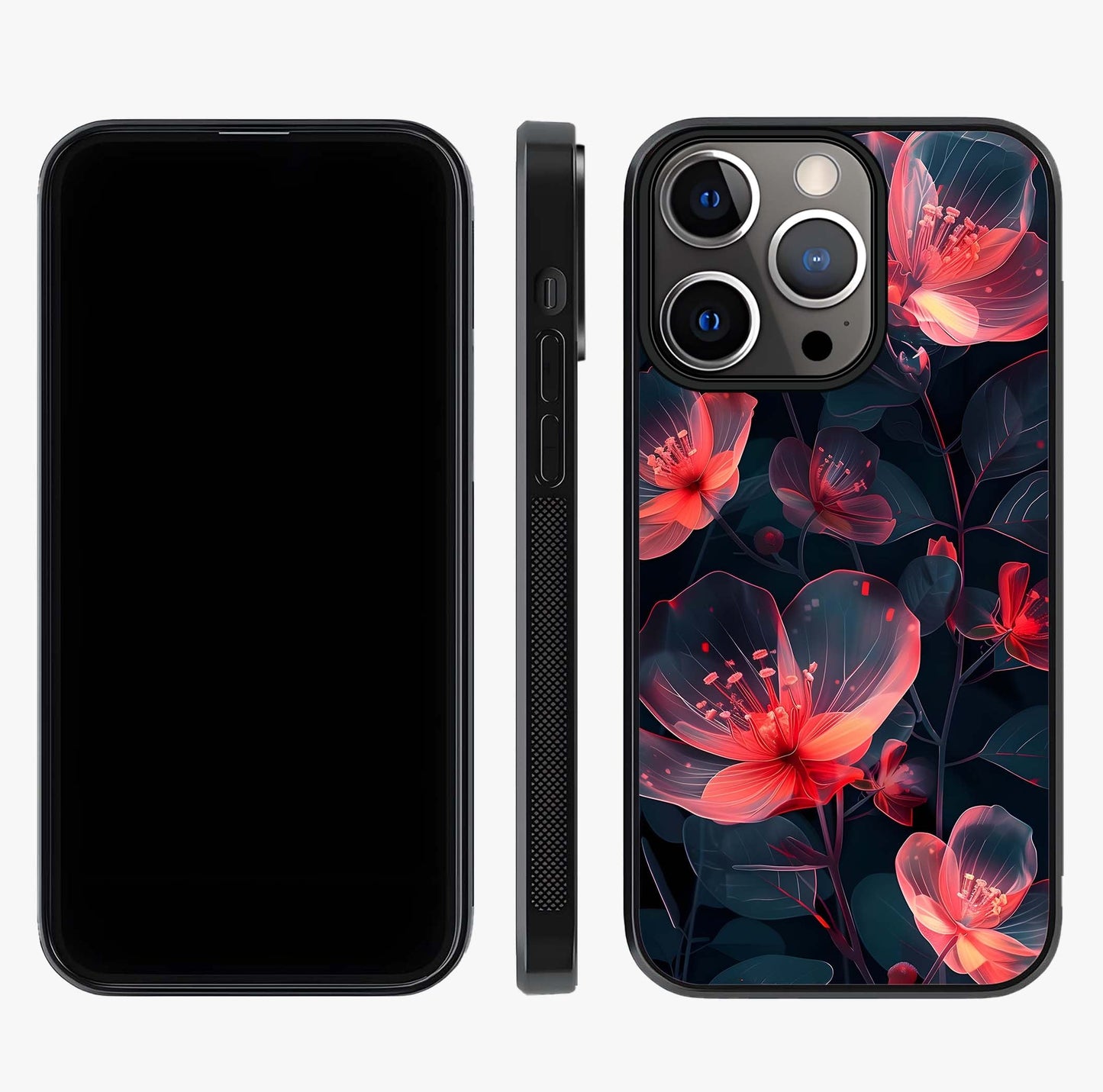 Dark Shade Of Flower Glass Case displayed upright for full design visibility and premium finish.