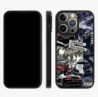 Die Young Glass Case displayed upright for full design visibility and premium finish.