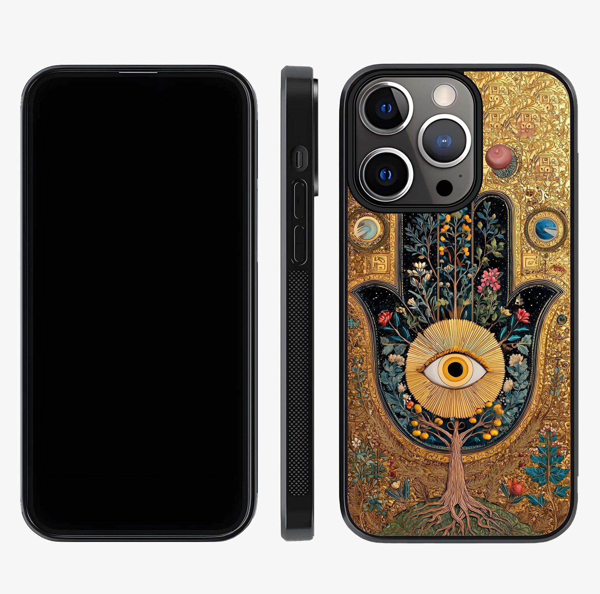 Ethereal Evil Eye Glass Case displayed upright for full design visibility and premium finish.
