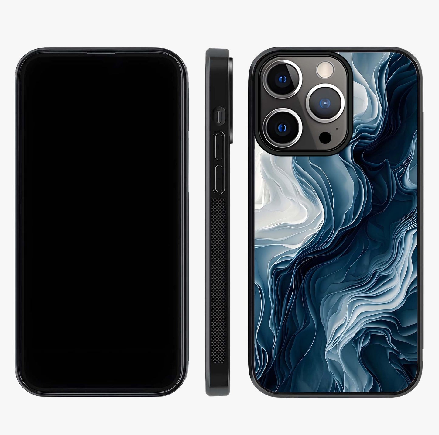 Ethereal Paper Marble Glass Case displayed upright for full design visibility and premium finish.