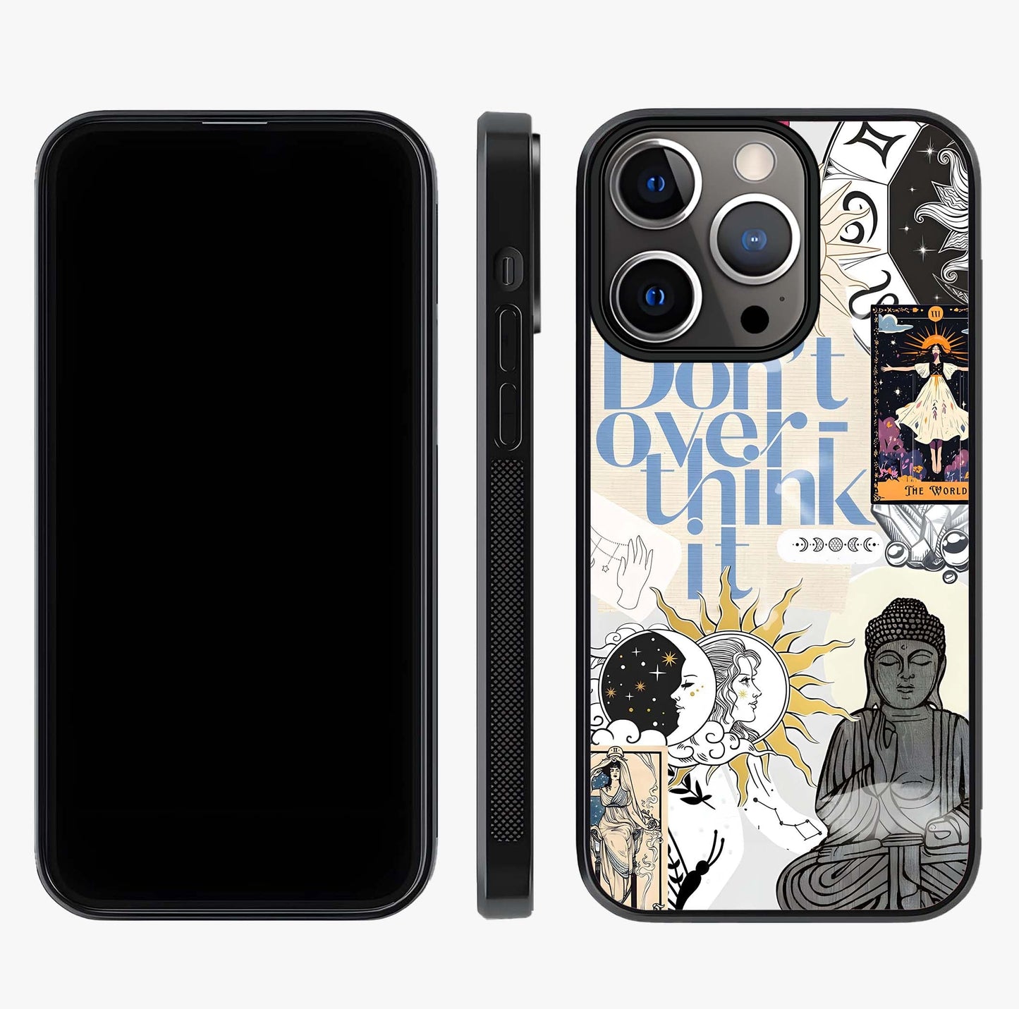 Ethereal Thoughts Glass Case displayed upright for full design visibility and premium finish.