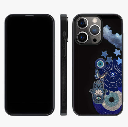 Galactic Charm Cluster Glass Case displayed upright for full design visibility and premium finish.