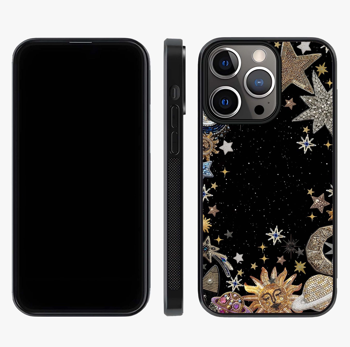 Galactic Jewel Stars Glass Case displayed upright for full design visibility and premium finish.
