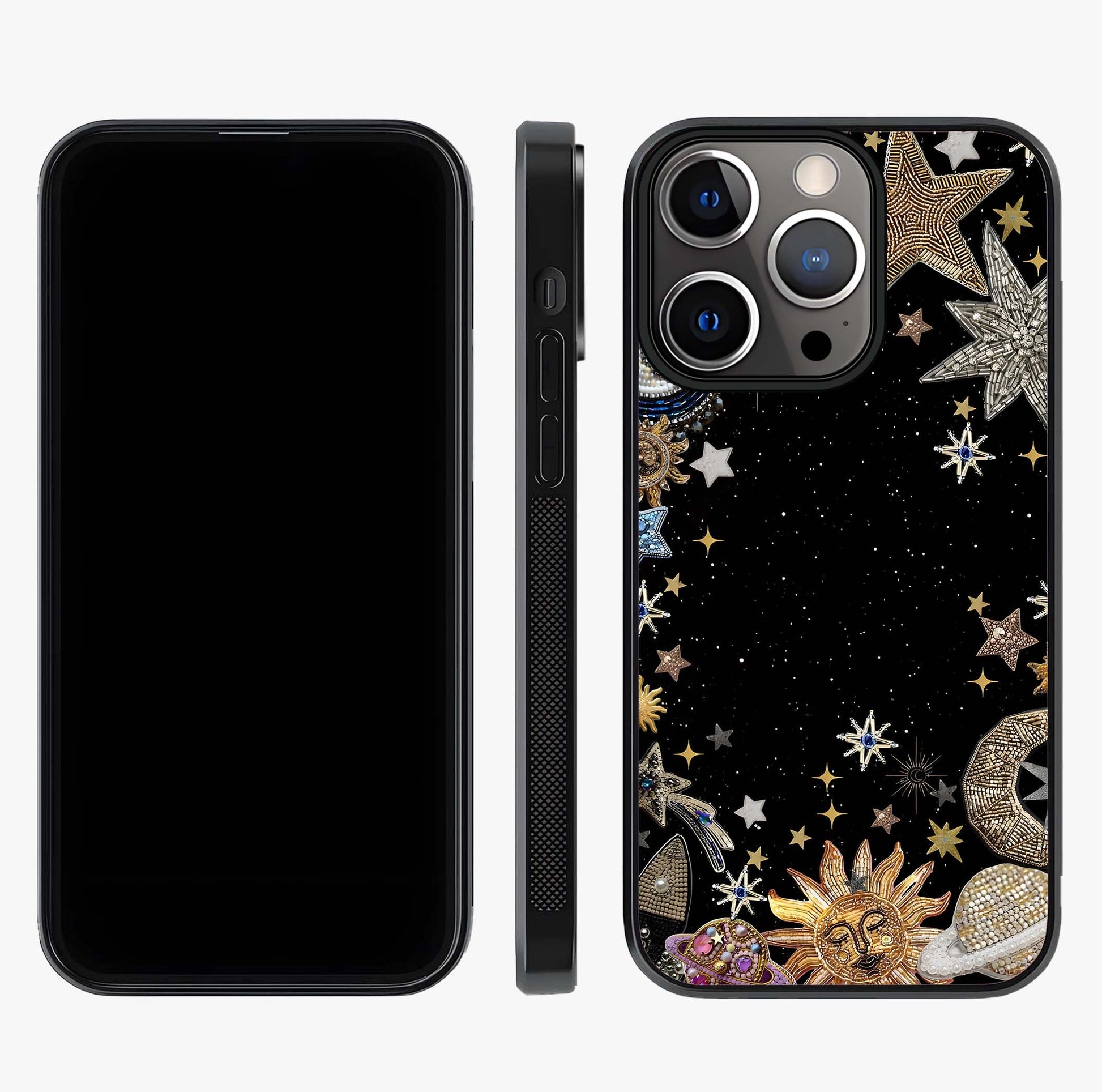 Galactic Jewel Stars Glass Case displayed upright for full design visibility and premium finish.