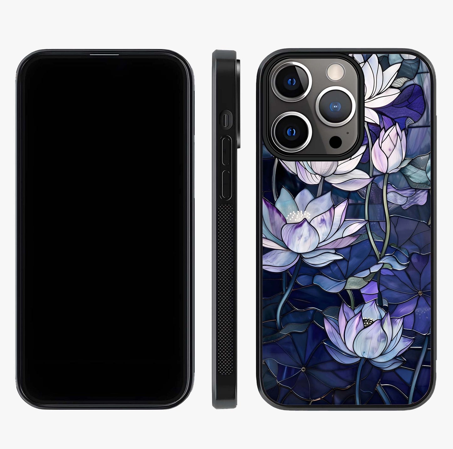 Gloss Petal Rush Glass Case displayed upright for full design visibility and premium finish.