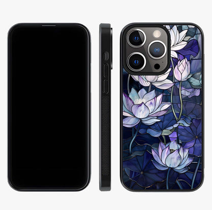 Gloss Petal Rush Glass Case displayed upright for full design visibility and premium finish.
