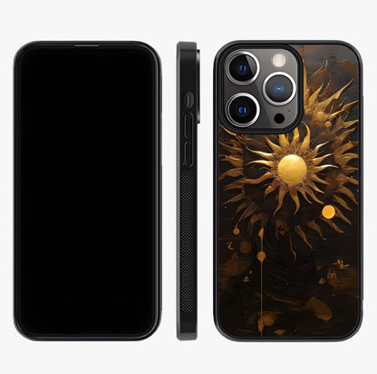 Golden Sun Majesty Glass Case displayed upright for full design visibility and premium finish.