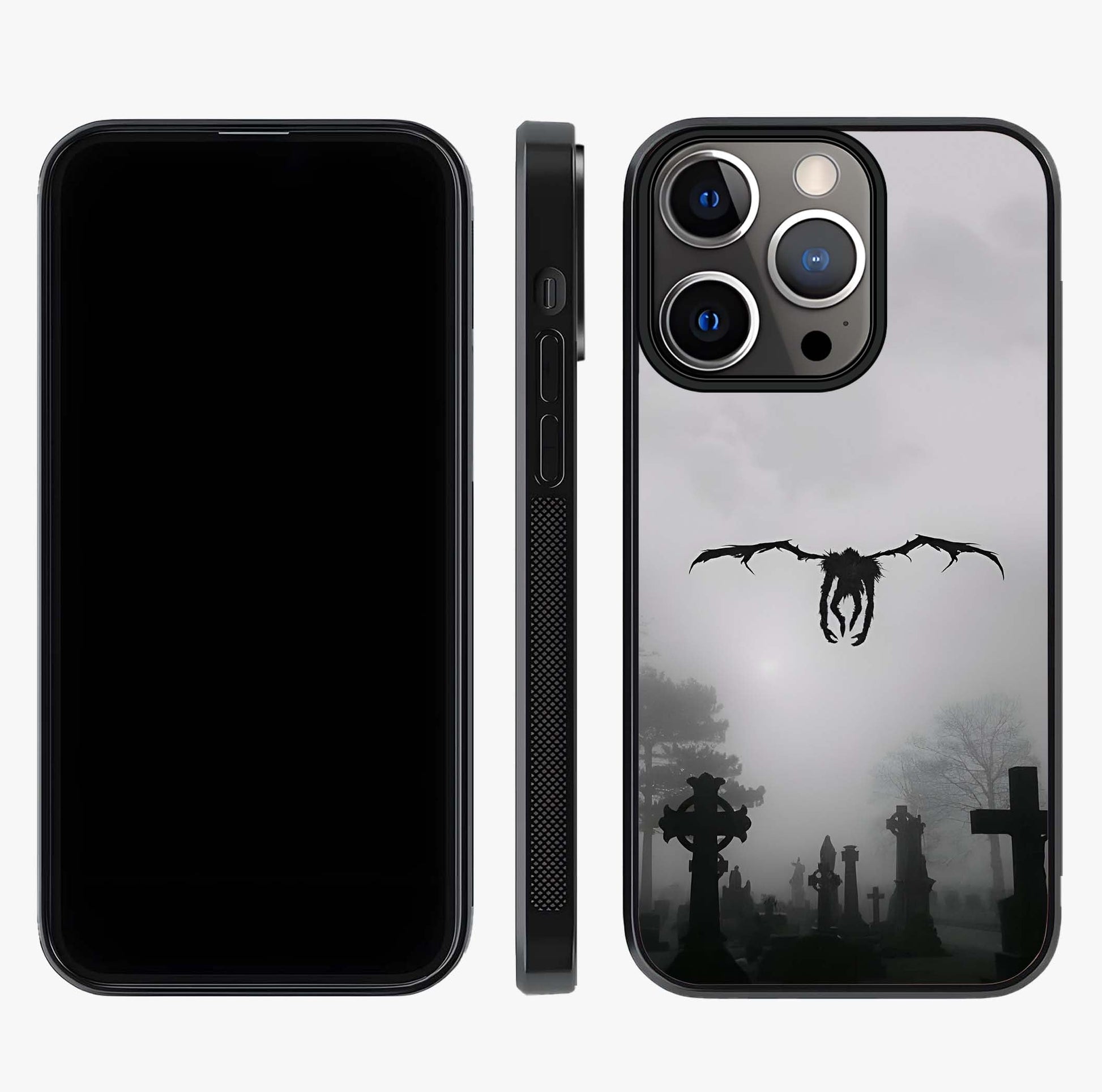 Graveyard Shadow Descent Glass Case displayed upright for full design visibility and premium finish.