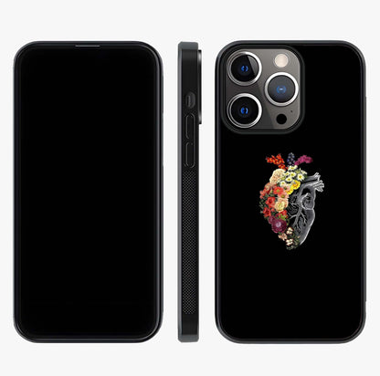 Heart With Flowers Glass Case displayed upright for full design visibility and premium finish.