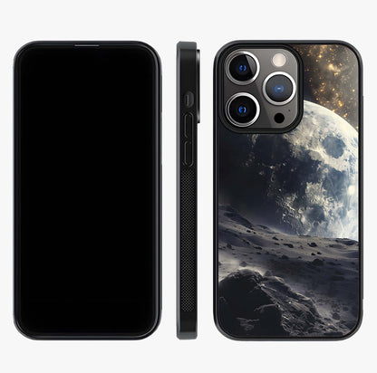 Lunar Horizon Glow Glass Case displayed upright for full design visibility and premium finish.