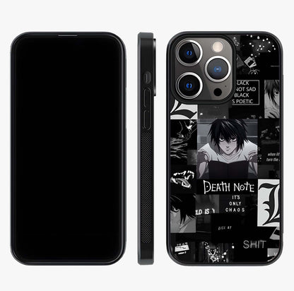 Midnight Chaos Mind Glass Case displayed upright for full design visibility and premium finish.