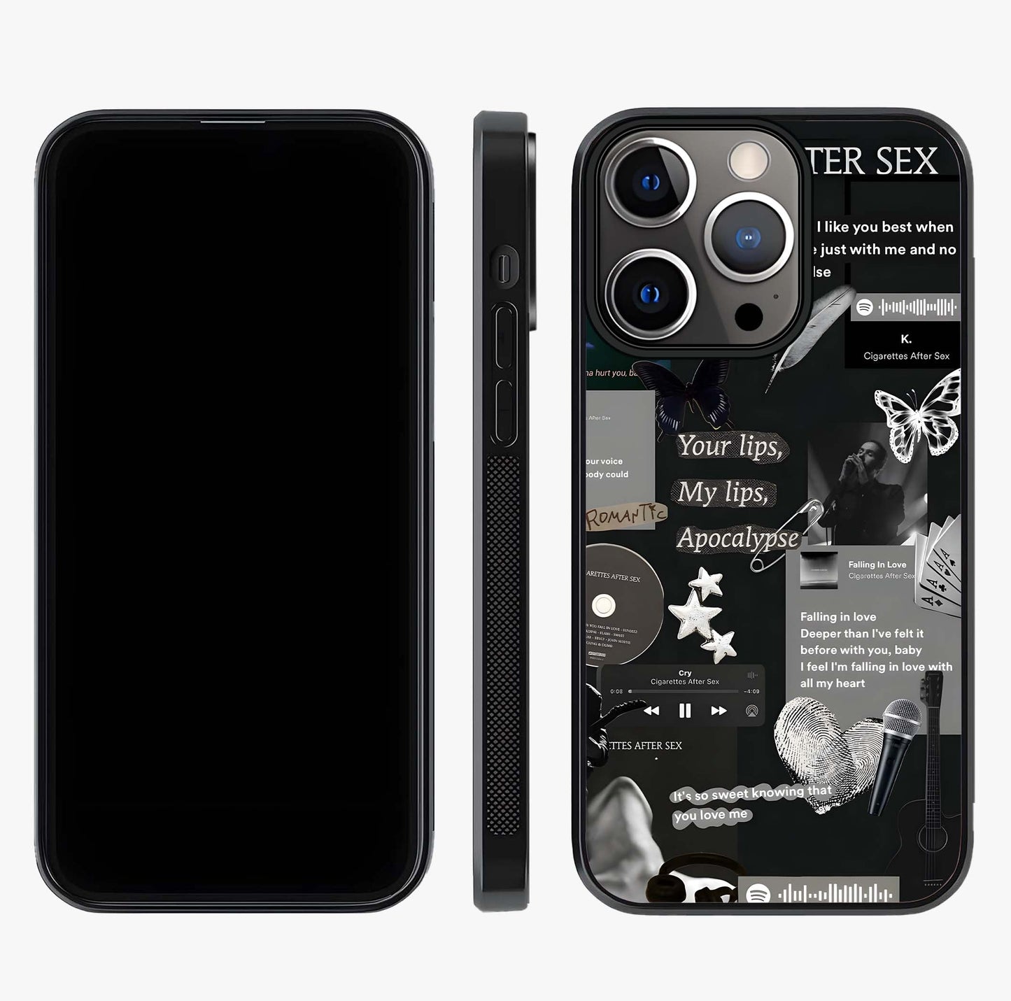 Midnight Love Echo Glass Case displayed upright for full design visibility and premium finish.