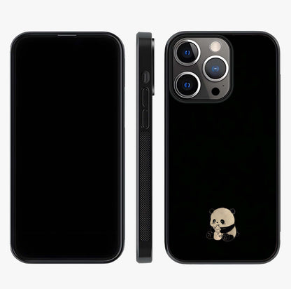 Midnight Panda Love Glass Case displayed upright for full design visibility and premium finish.