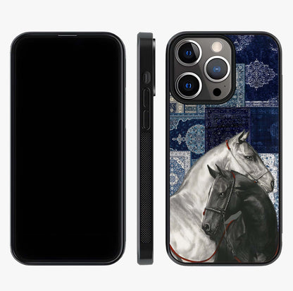 Midnight Stallion Blues Glass Case displayed upright for full design visibility and premium finish.