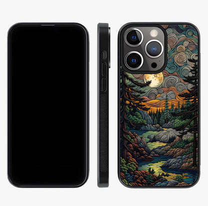 Moonlight Forest Dream Glass Case displayed upright for full design visibility and premium finish.