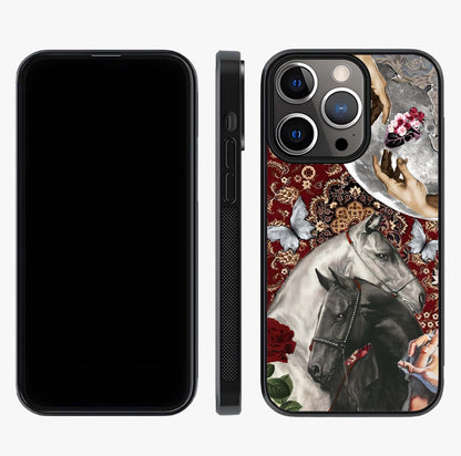 Moonlit Royal Stallion Glass Case displayed upright for full design visibility and premium finish.