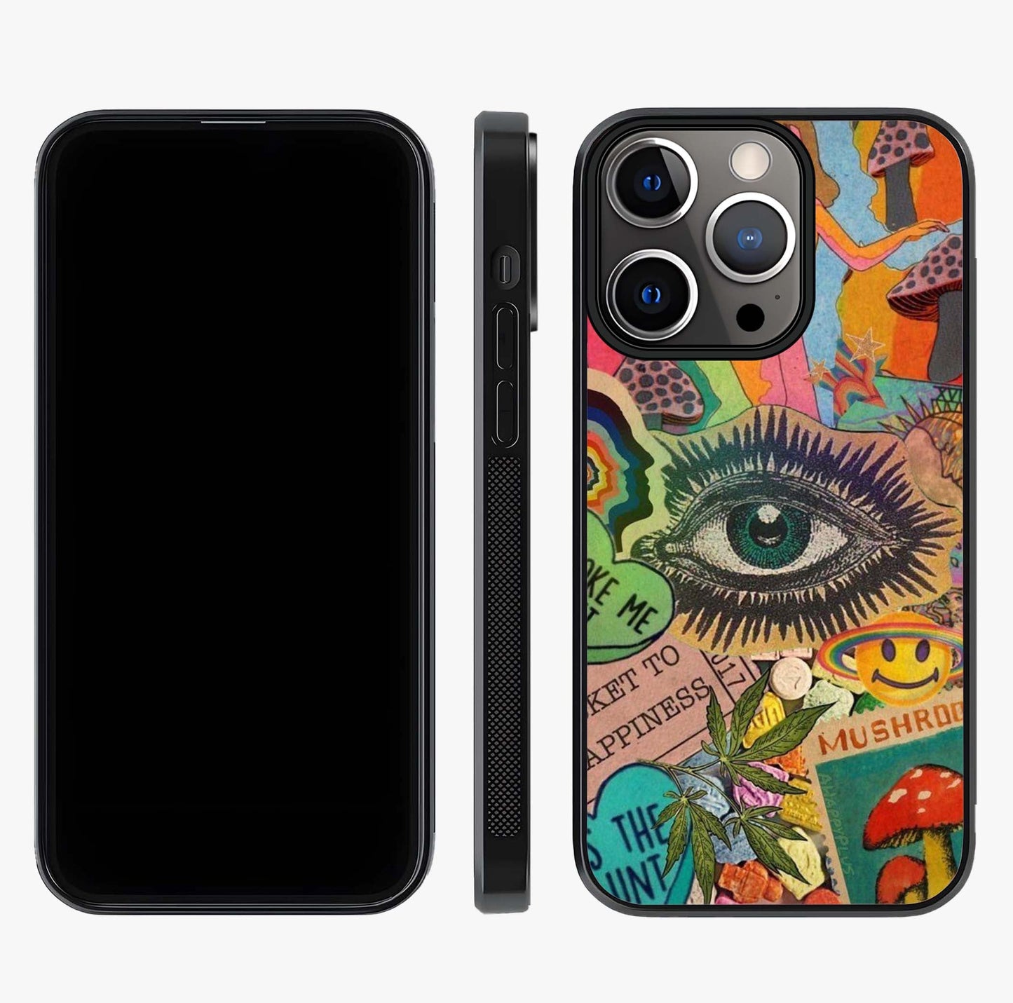 Mystic Eye Wonderland Glass Case displayed upright for full design visibility and premium finish.