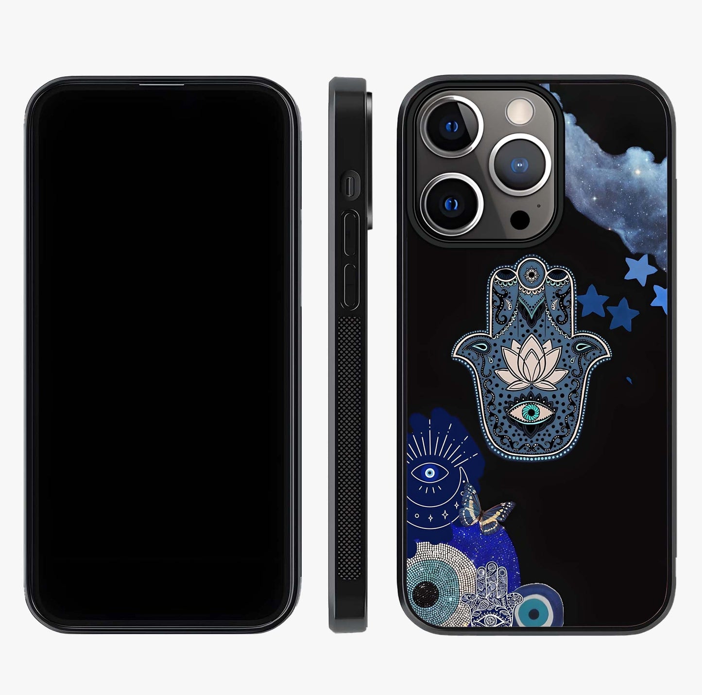 Mystic Hand Aura Glass Case displayed upright for full design visibility and premium finish.