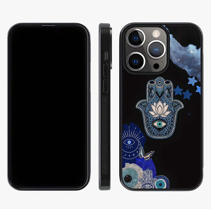 Mystic Hand Aura Glass Case displayed upright for full design visibility and premium finish.