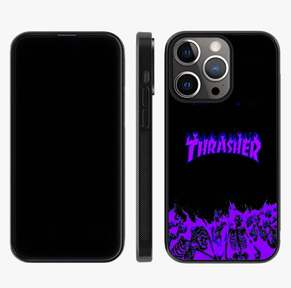 Neon Flame Riot Glass Case displayed upright for full design visibility and premium finish.