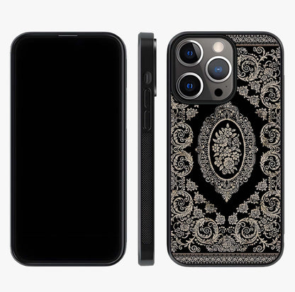 Noir Bloom Elegance Glass Case displayed upright for full design visibility and premium finish.