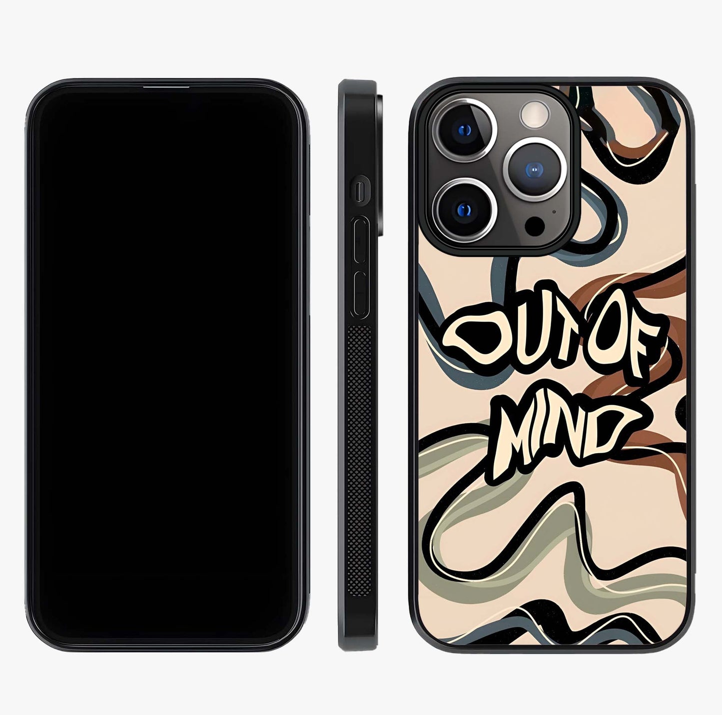 Out Of Mind Glass Case displayed upright for full design visibility and premium finish.