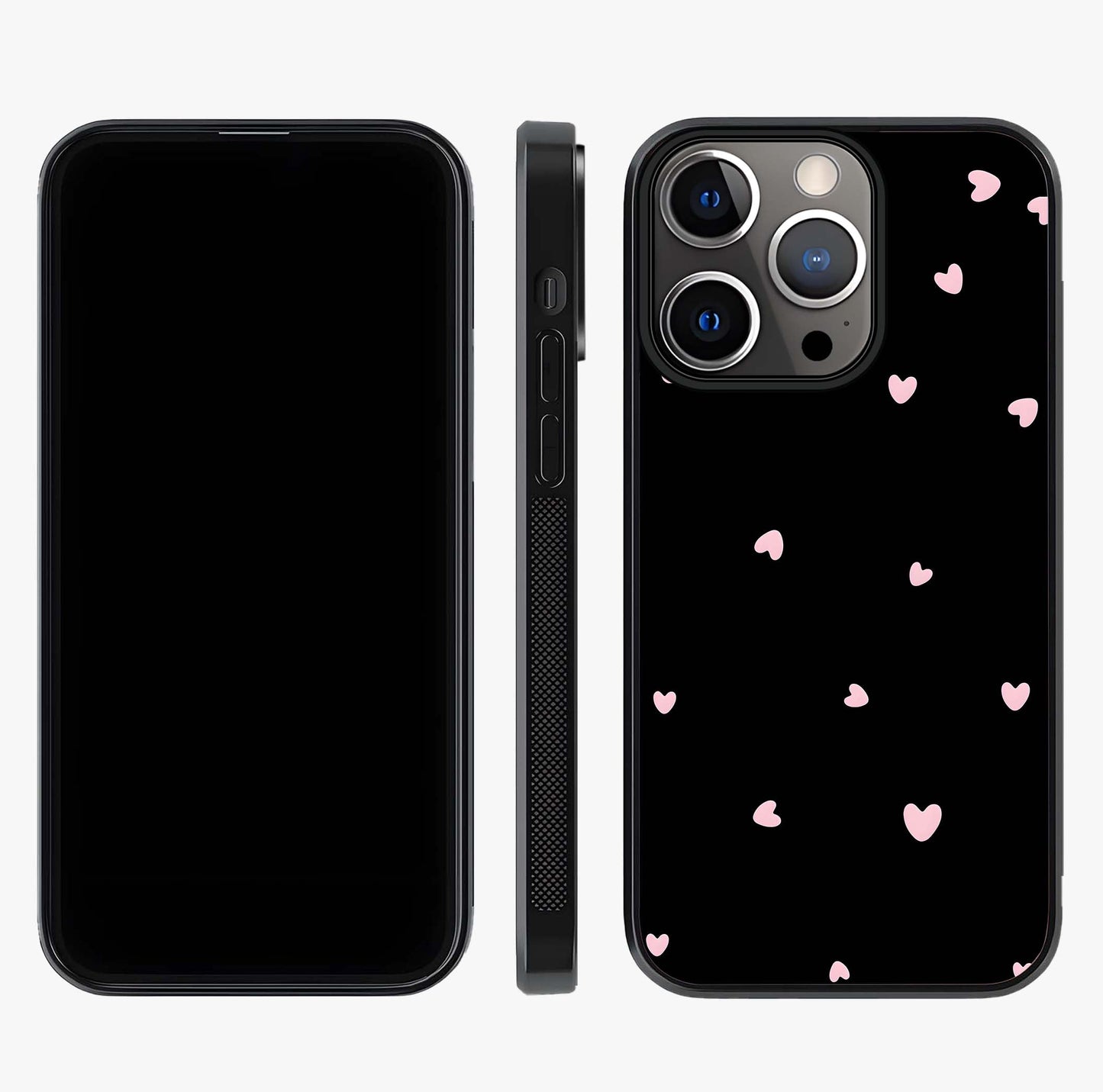 Pink Love Drops Glass Case displayed upright for full design visibility and premium finish.