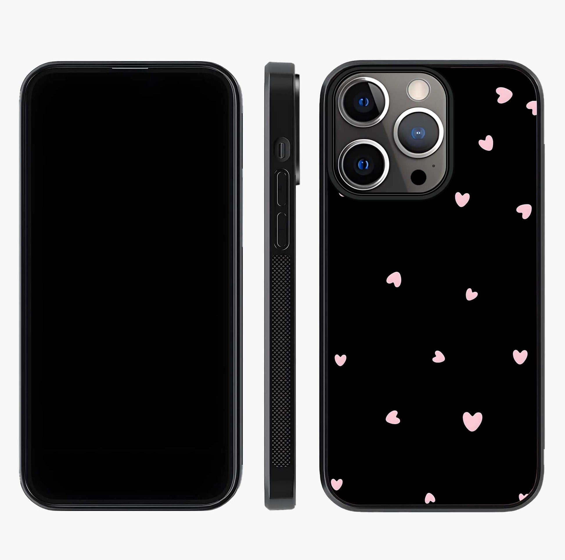 Pink Love Drops Glass Case displayed upright for full design visibility and premium finish.
