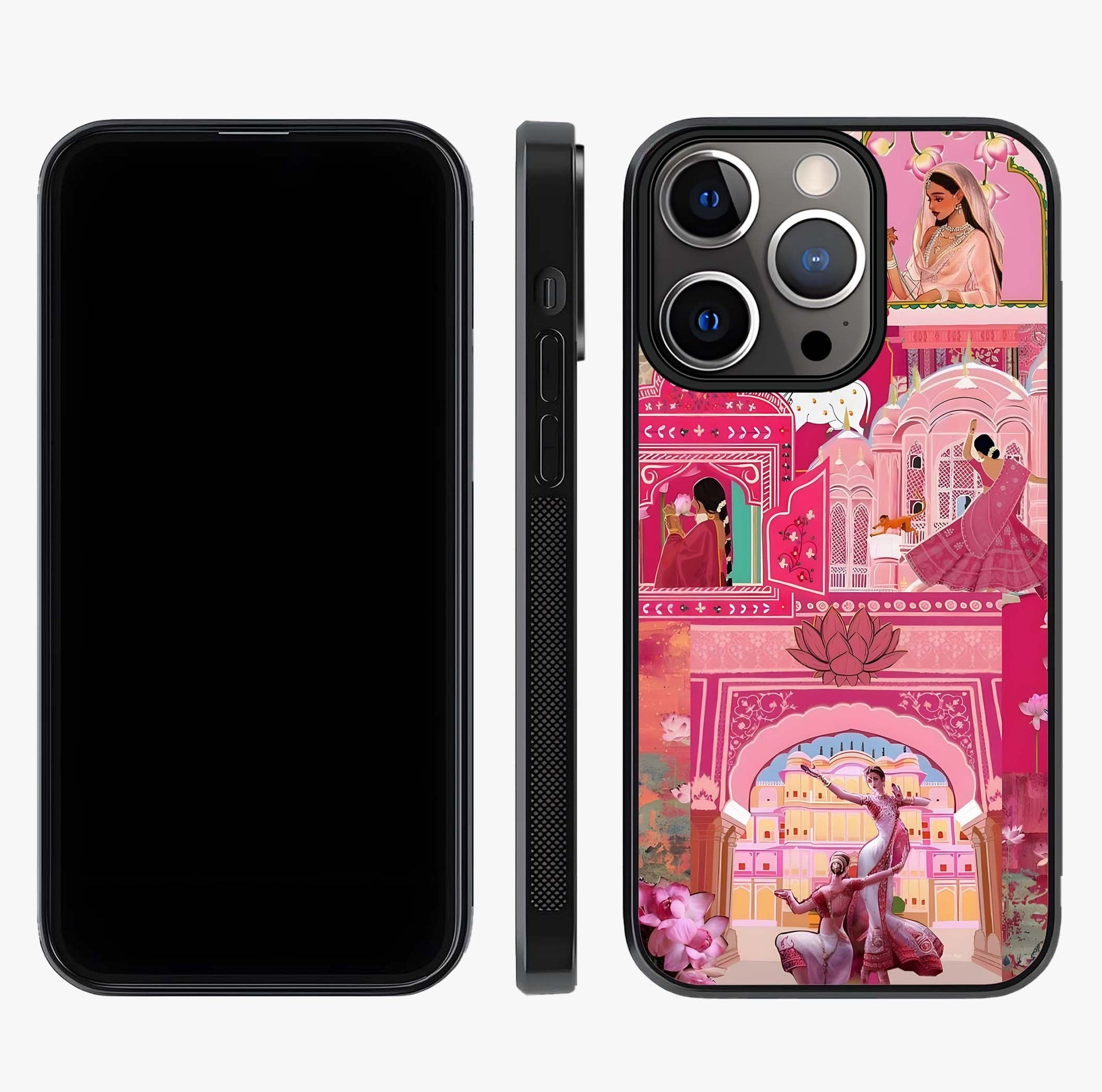 Pink Palace Muse Glass Case displayed upright for full design visibility and premium finish.
