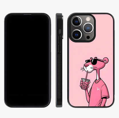 Pink Panther Glass Case displayed upright for full design visibility and premium finish.