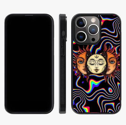 Psychedelic Sun Glass Case displayed upright for full design visibility and premium finish.