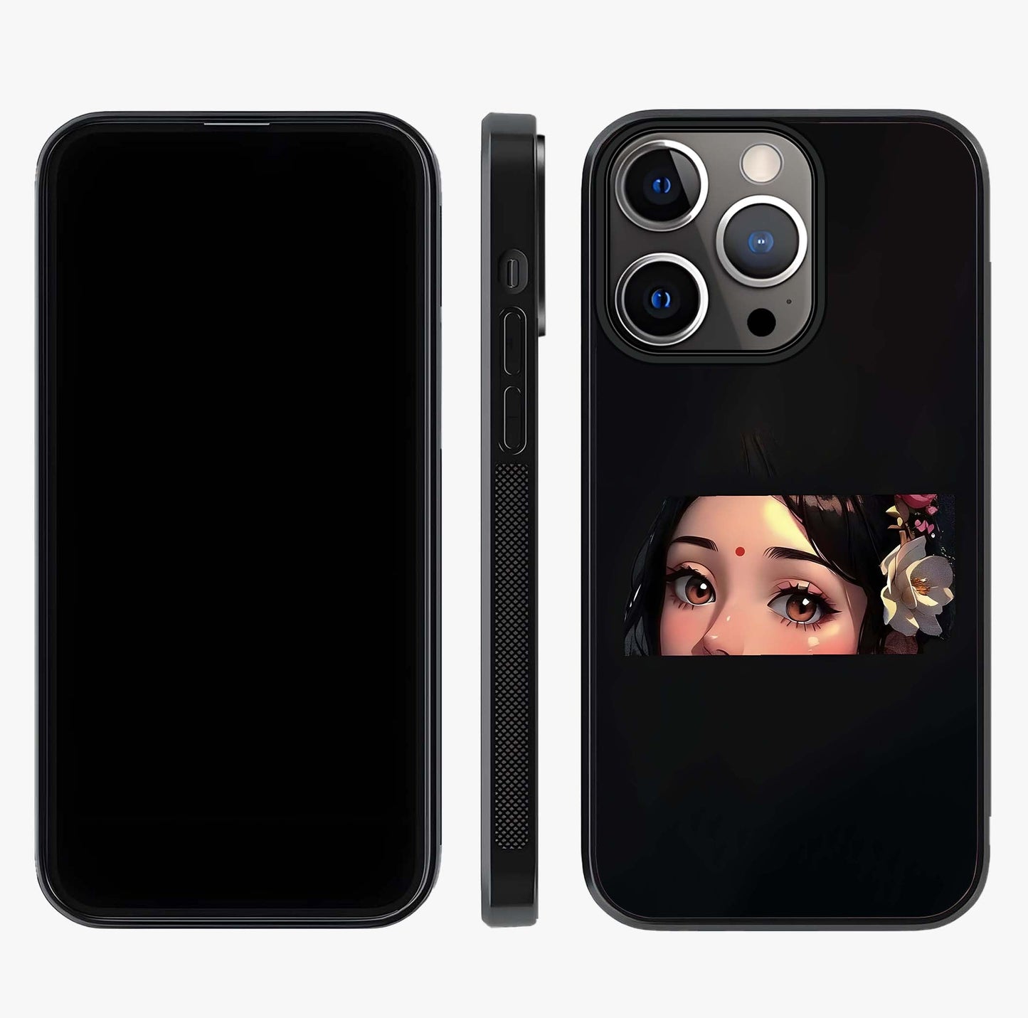 Radha Divine Embrace Glass Case displayed upright for full design visibility and premium finish.