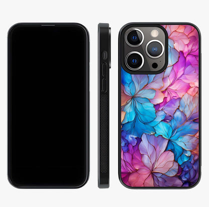 Radiant Floral Whirl Glass Case displayed upright for full design visibility and premium finish.