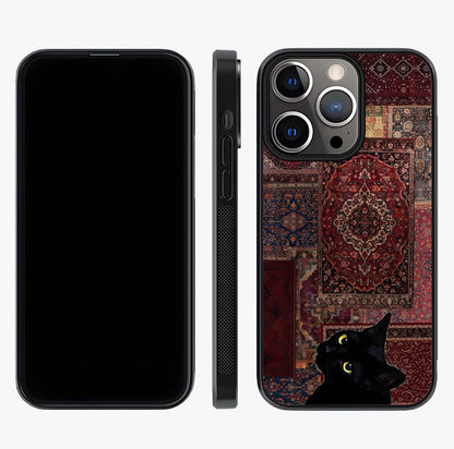 Regal Magic Cat Apple Glass Case displayed upright for full design visibility and premium finish.