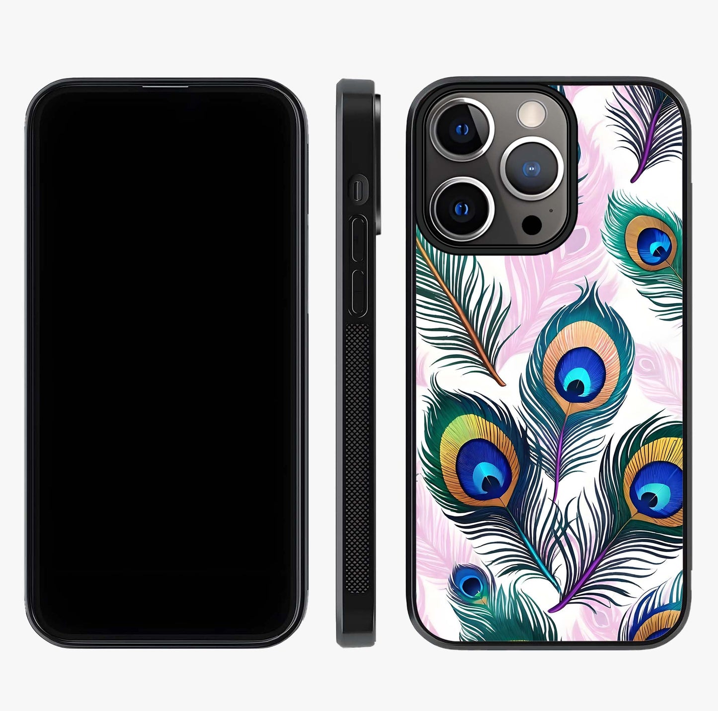 Royal Peacock Feathers Glass Case displayed upright for full design visibility and premium finish.