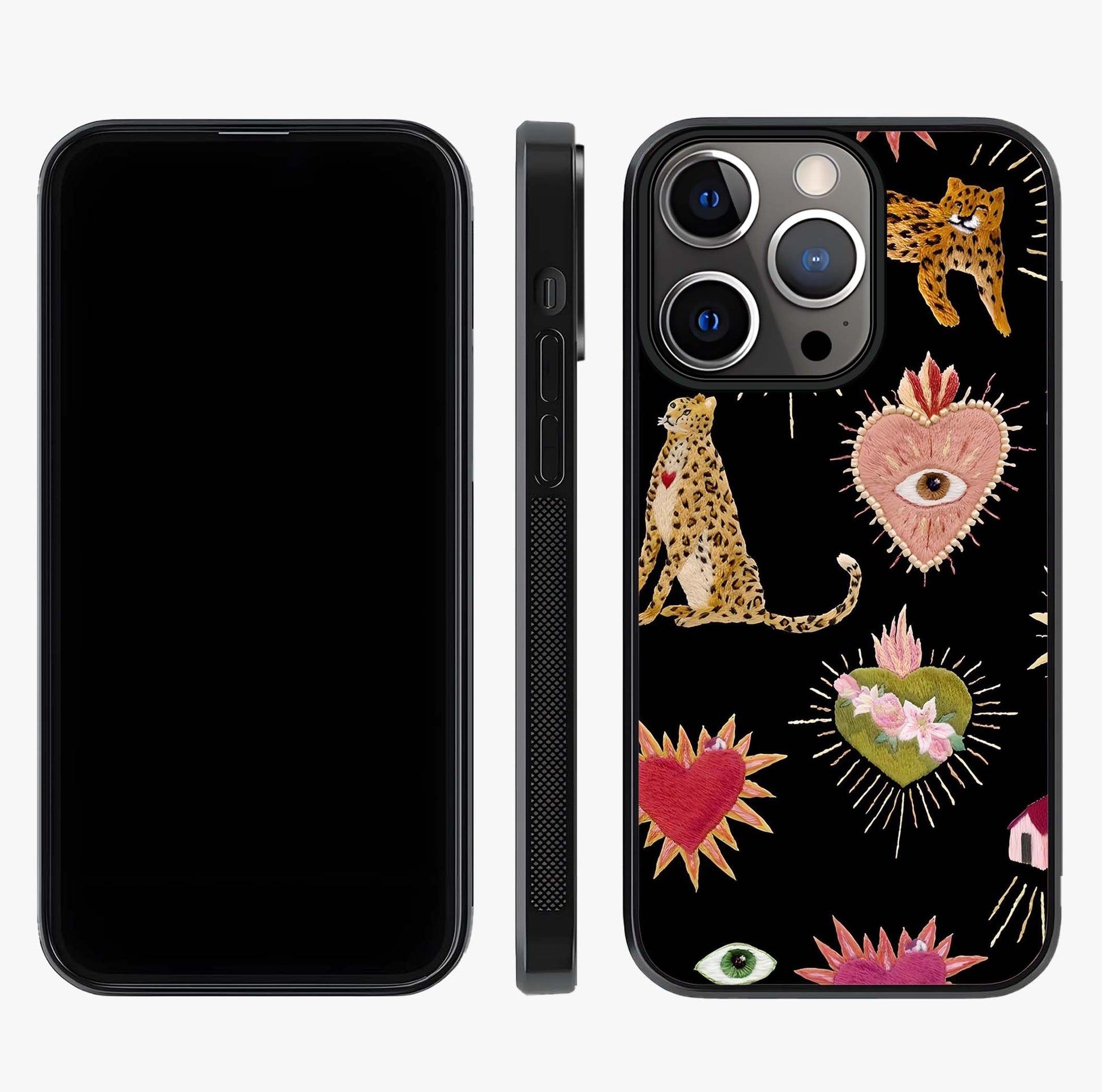 Sacred Jungle Heart Glass Case displayed upright for full design visibility and premium finish.
