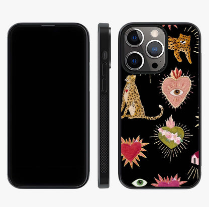 Sacred Jungle Heart Glass Case displayed upright for full design visibility and premium finish.