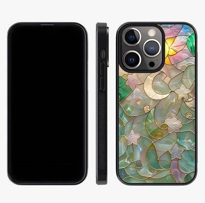 Stained Sunrise Glow Glass Case displayed upright for full design visibility and premium finish.