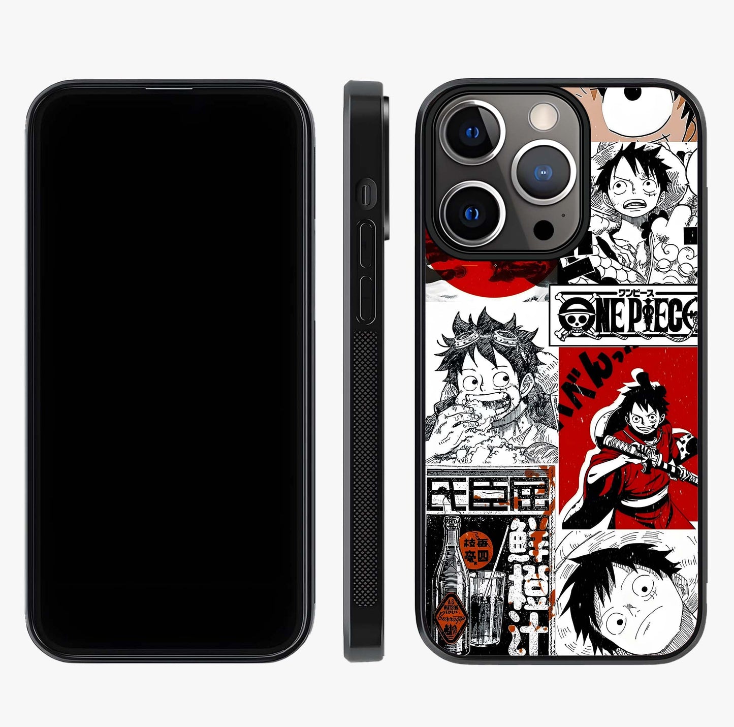 Strawhat Chaos Panels Glass Case displayed upright for full design visibility and premium finish.