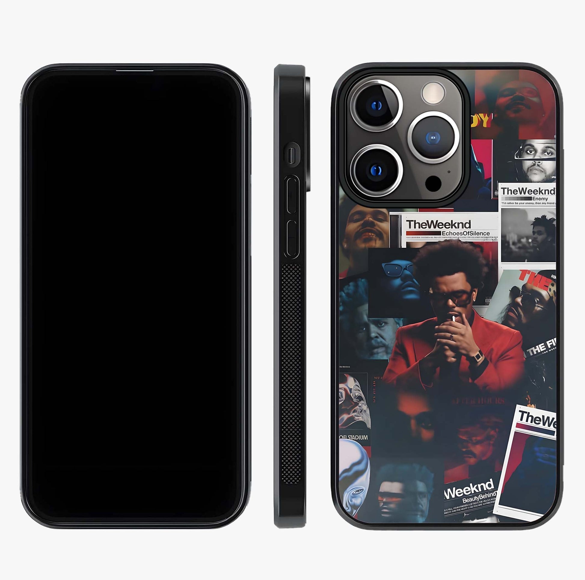 The Weeknd Glass Case displayed upright for full design visibility and premium finish.