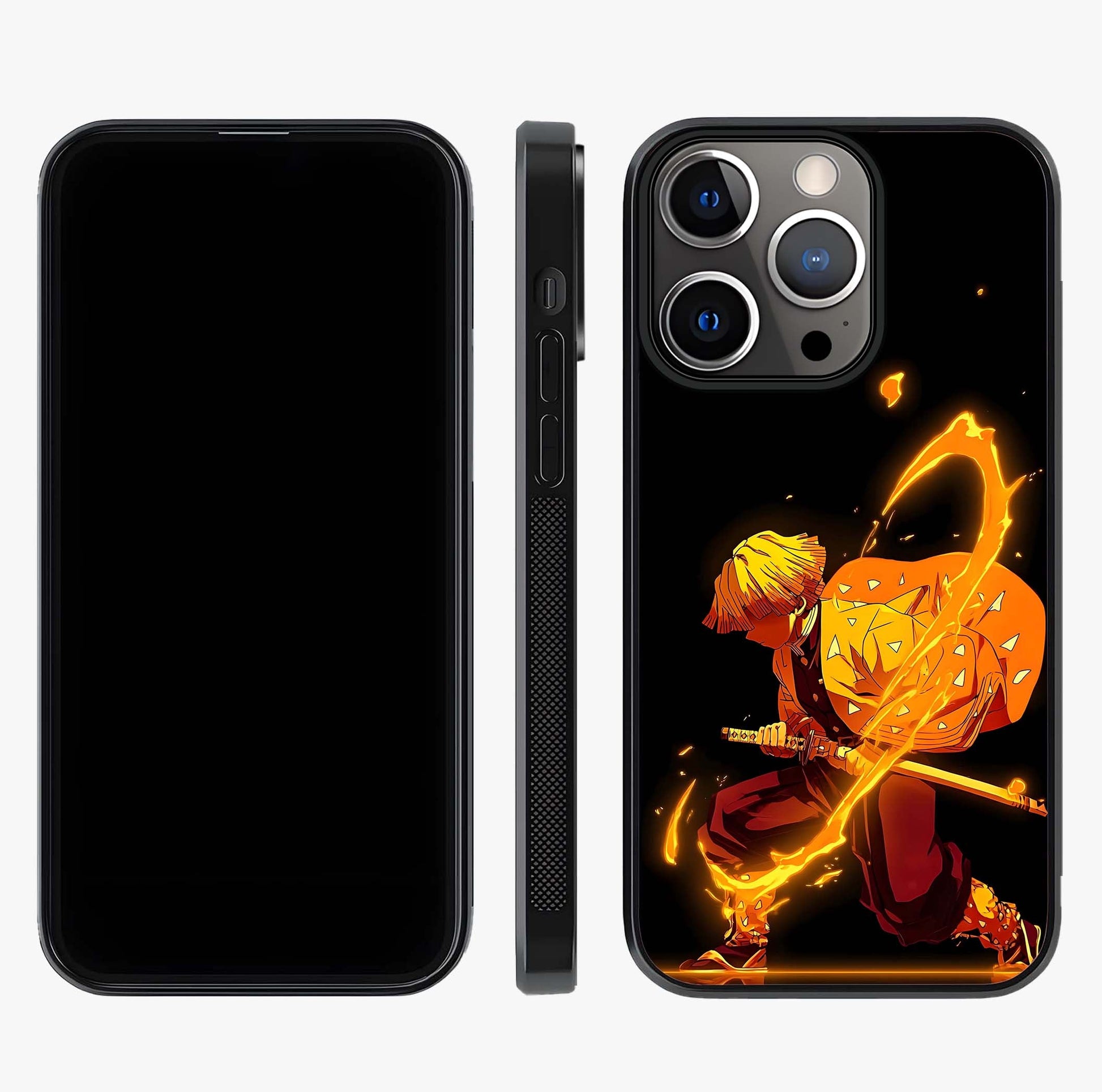 Thunder Flame Execution Glass Case displayed upright for full design visibility and premium finish.