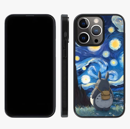 Totoro In Van Gogh Art Glass Case displayed upright for full design visibility and premium finish.