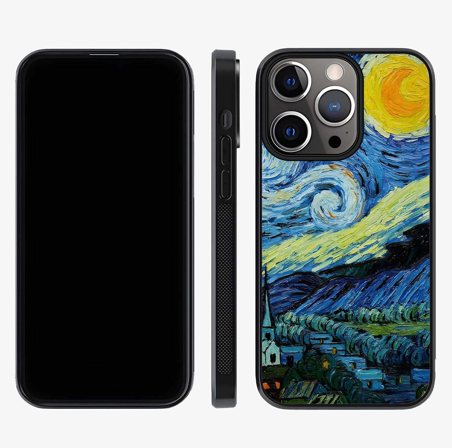 Van Gogh Art Glass Case displayed upright for full design visibility and premium finish.
