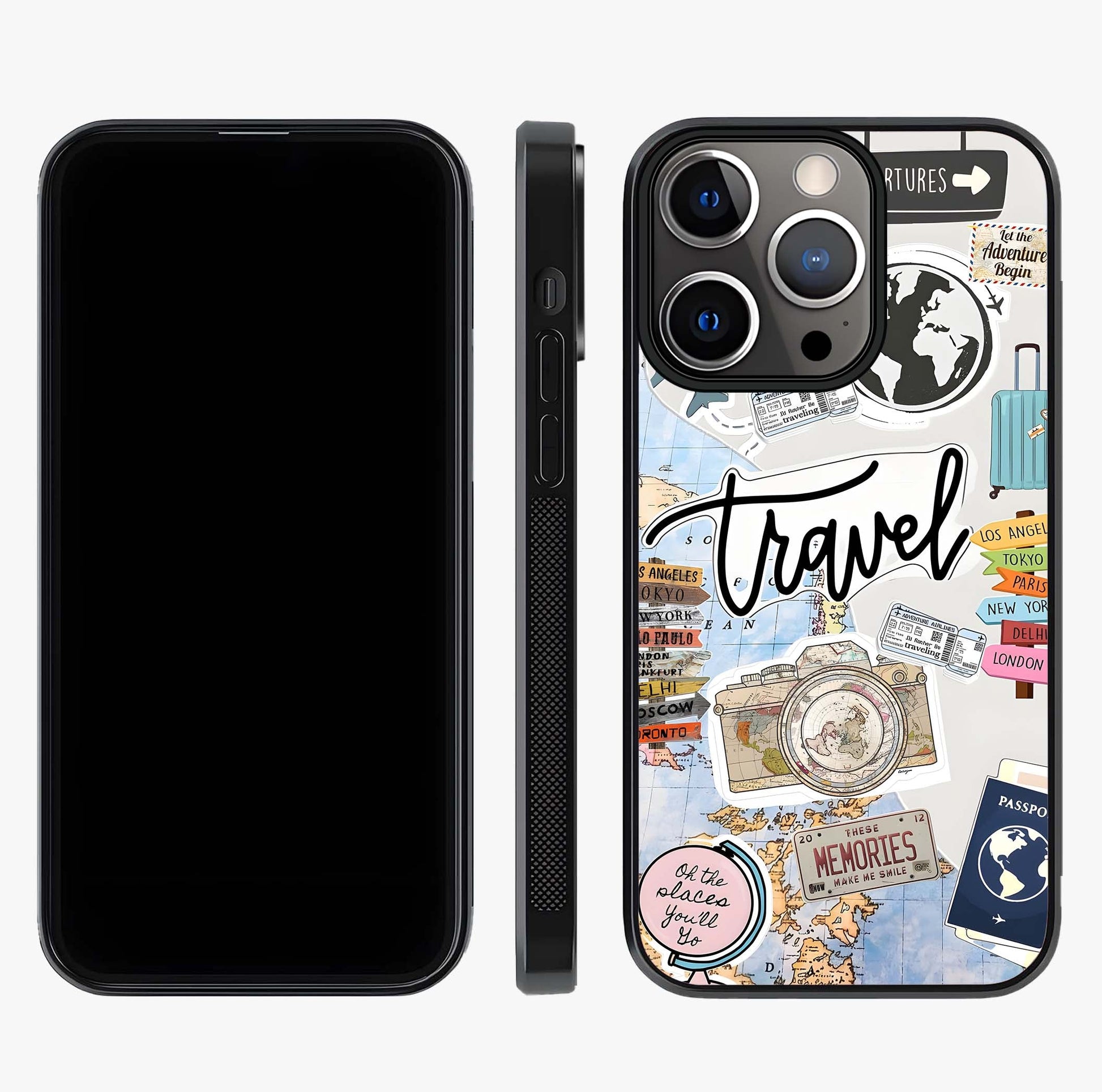 Wanderlust Journal Glass Case displayed upright for full design visibility and premium finish.