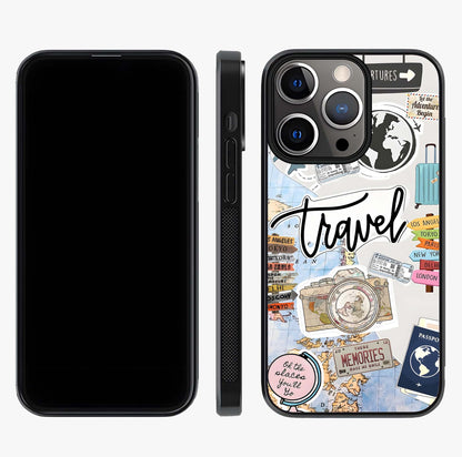 Wanderlust Journal Glass Case displayed upright for full design visibility and premium finish.