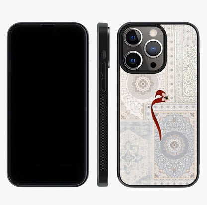 White Aesthetic Bow Glass Case displayed upright for full design visibility and premium finish.