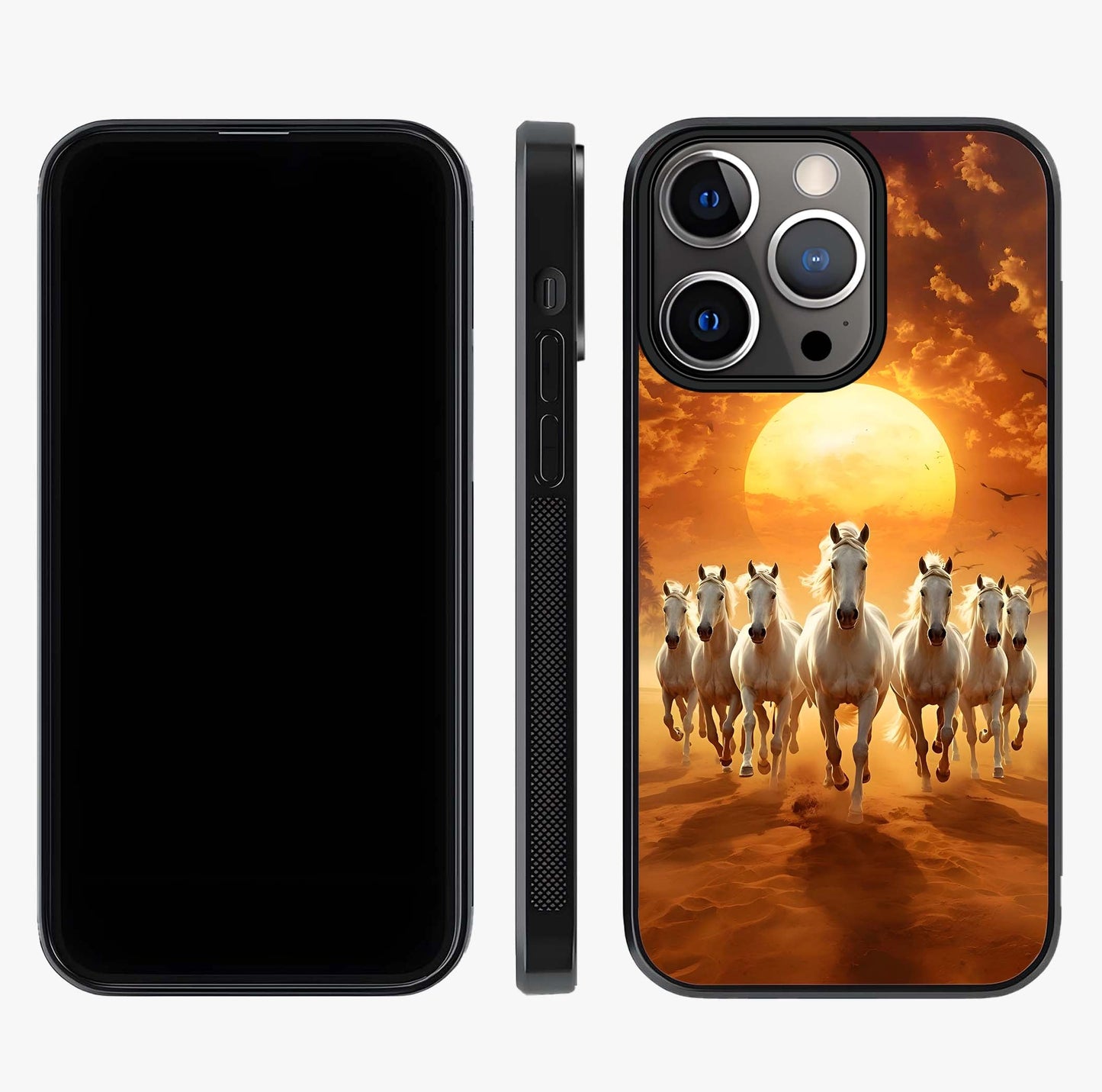 Wild Sunset Majesty Glass Case displayed upright for full design visibility and premium finish.