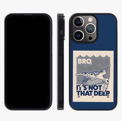 Worry Less Swim Glass Case displayed upright for full design visibility and premium finish.